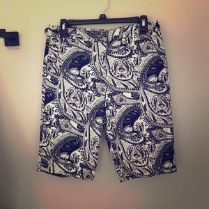 Black and white floral print shorts